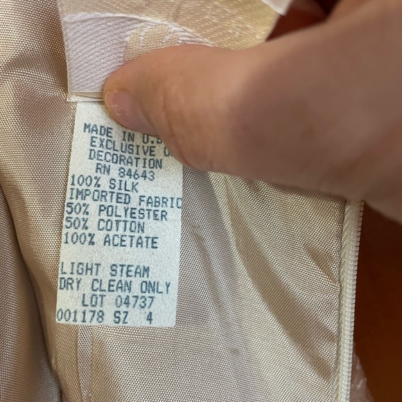 Watters & Watters 100% Silk Dress with Cap, Size 4 ,Champagne Vintage 90… - Picture 7 of 7